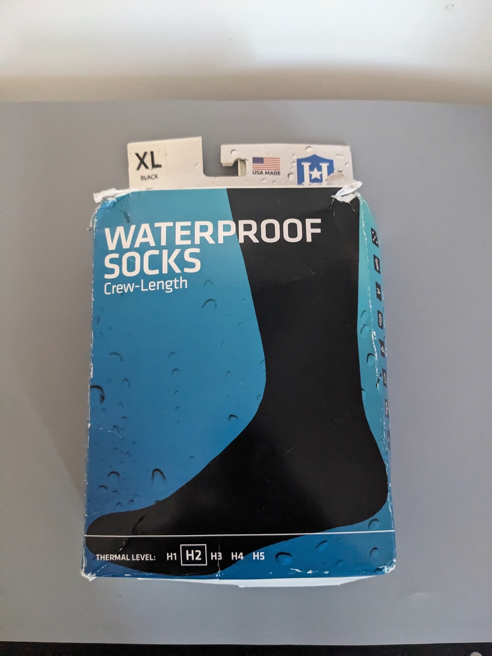 Waterproof Crew Socks Size XL Black Thermal Level H2 USA Made Outdoor Gear